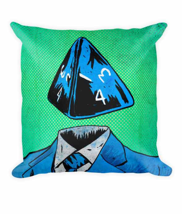 "d4" Pillow | Roll Play Dice Protraits
