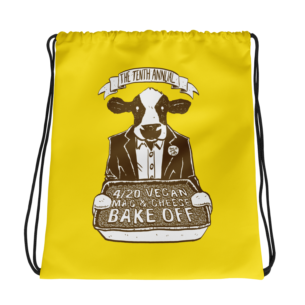 "4/20 Vegan Mac & Cheese Bake Off" Drawstring Bag