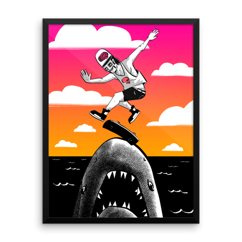 "Kickflip the Shark" Framed Poster